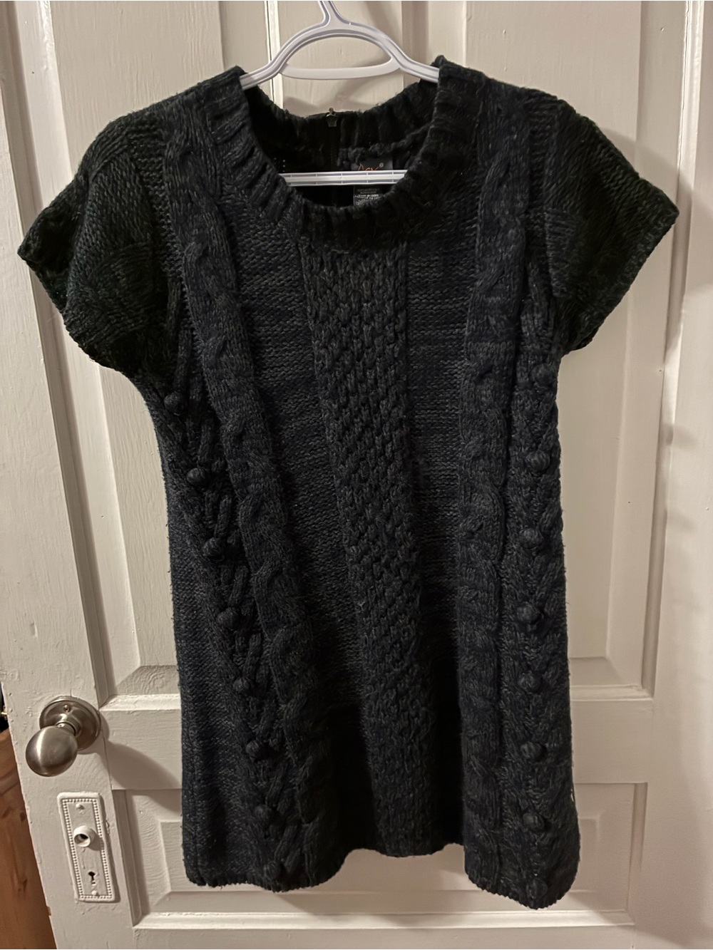 Dex Black Cable-Knit Short Sleeve Dress for Girls